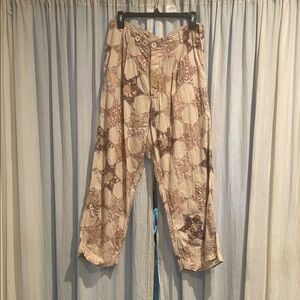 Magnolia Pearl Patchwork Pants - Cream and Brown
